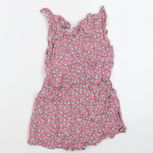 Jeff&Co Girls Pink Floral  Playsuit One-Piece Size 4-5 Years