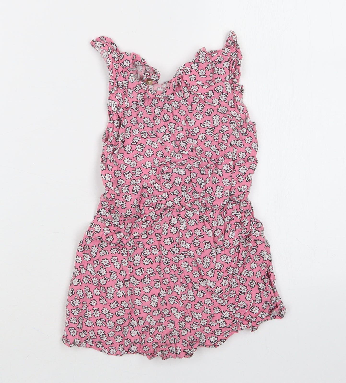 Jeff&Co Girls Pink Floral  Playsuit One-Piece Size 4-5 Years