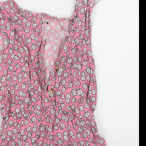 Jeff&Co Girls Pink Floral  Playsuit One-Piece Size 4-5 Years