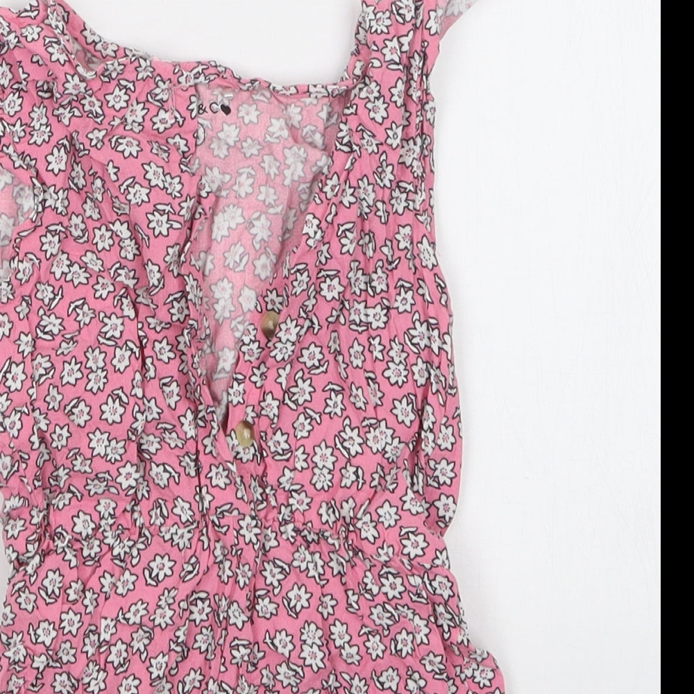 Jeff&Co Girls Pink Floral  Playsuit One-Piece Size 4-5 Years