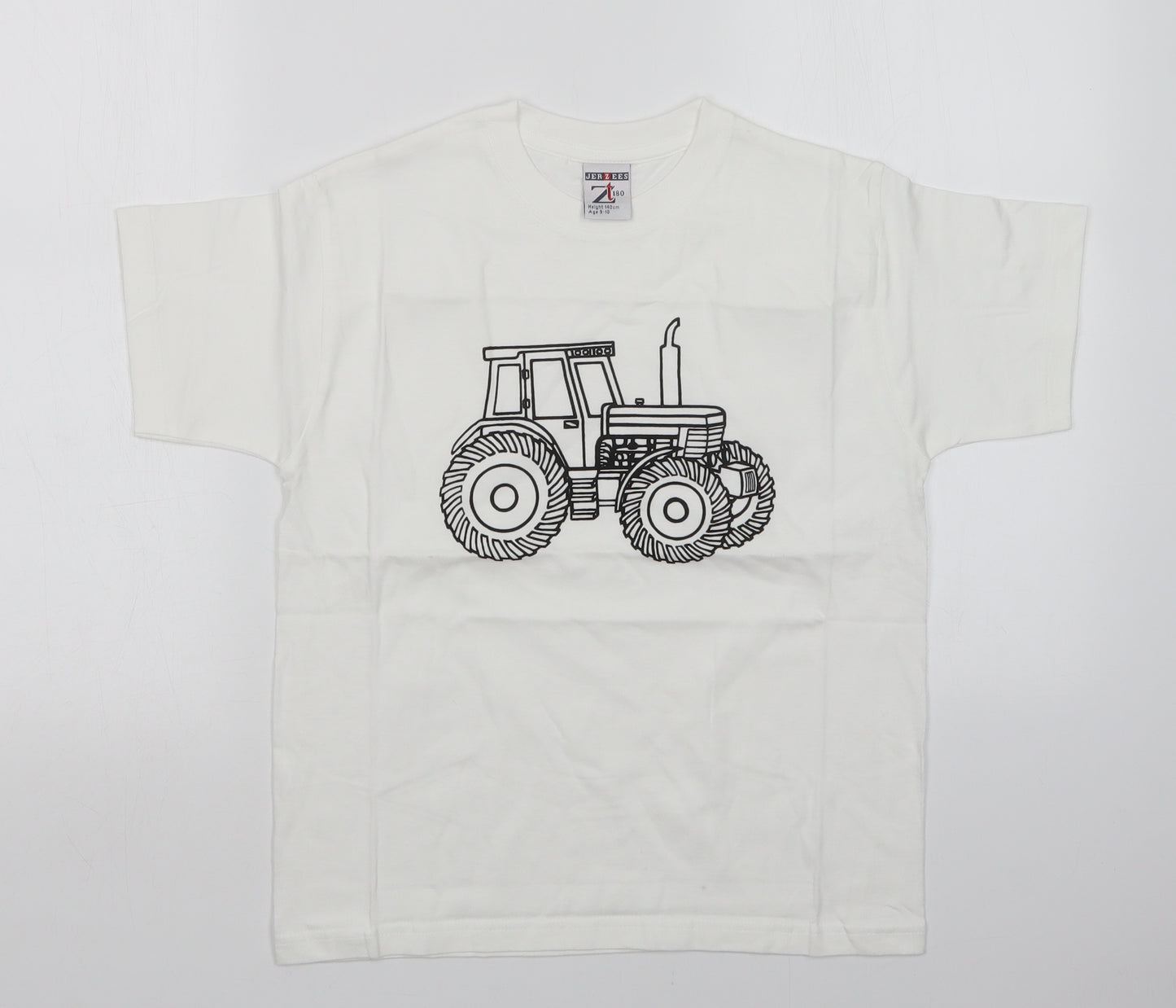 JERZEES Boys White   Basic T-Shirt Size 9-10 Years
