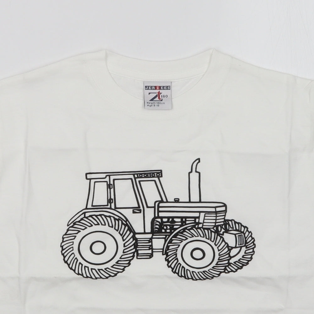 JERZEES Boys White   Basic T-Shirt Size 9-10 Years