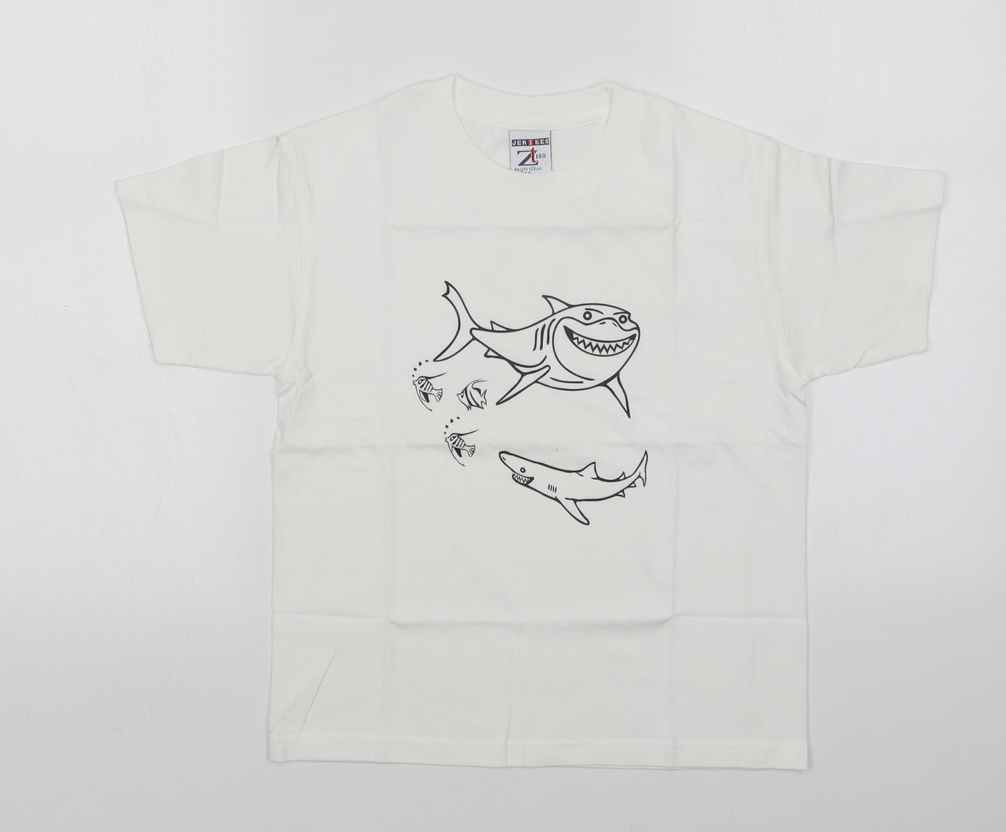 JERZEES Boys White   Basic T-Shirt Size 7-8 Years