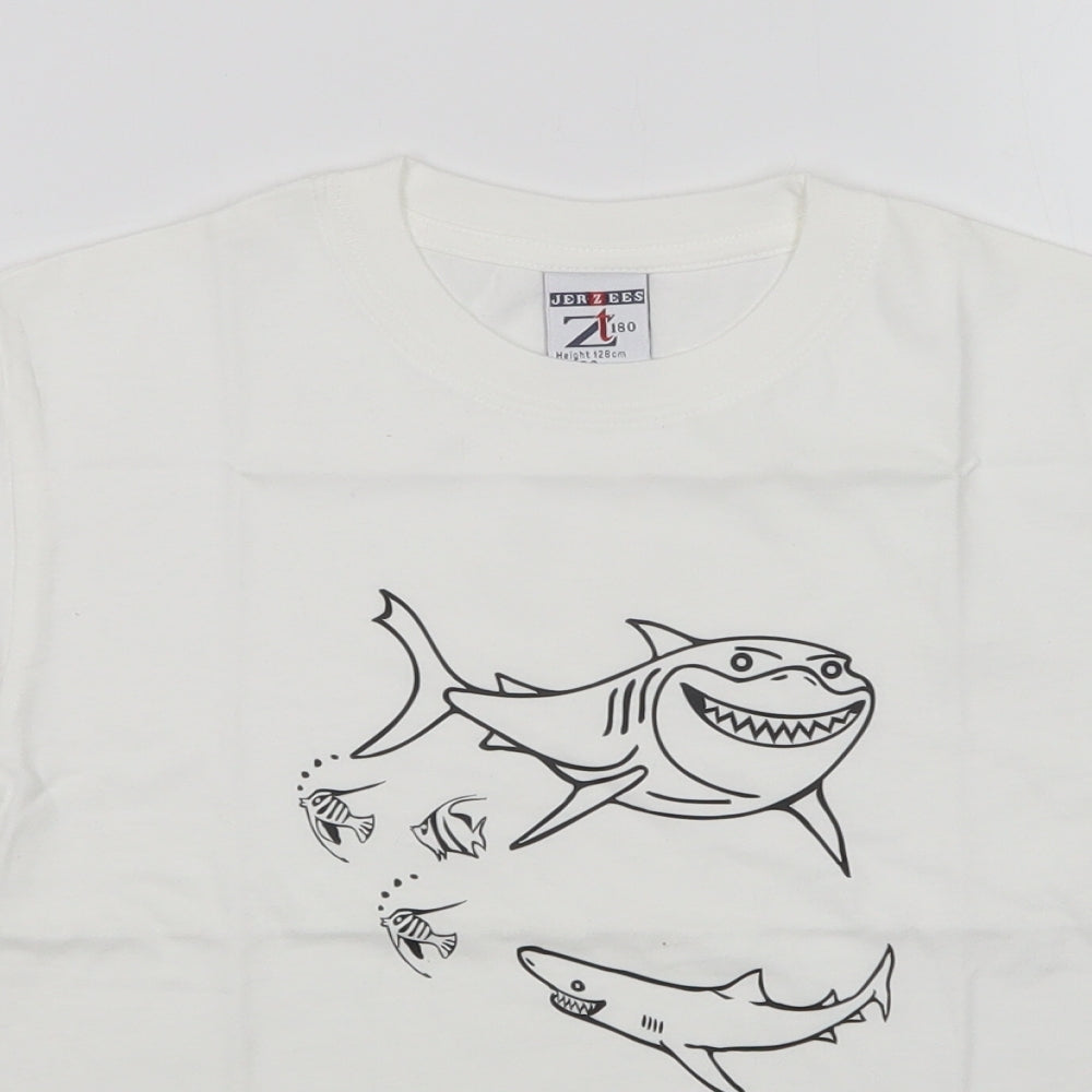 JERZEES Boys White   Basic T-Shirt Size 7-8 Years