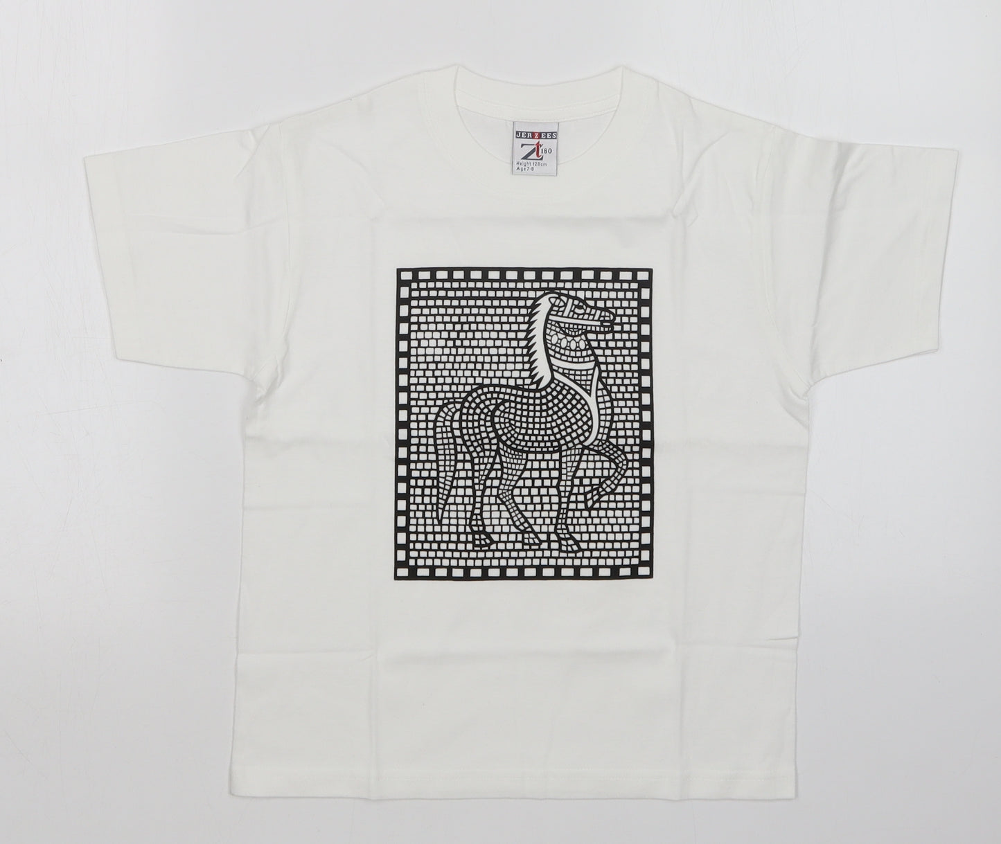 JERZEES Girls White   Basic T-Shirt Size 7-8 Years