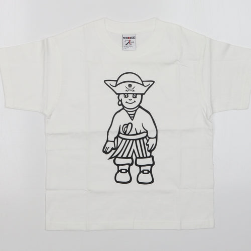 JERZEES Boys White   Basic T-Shirt Size 7-8 Years  - PIRATE