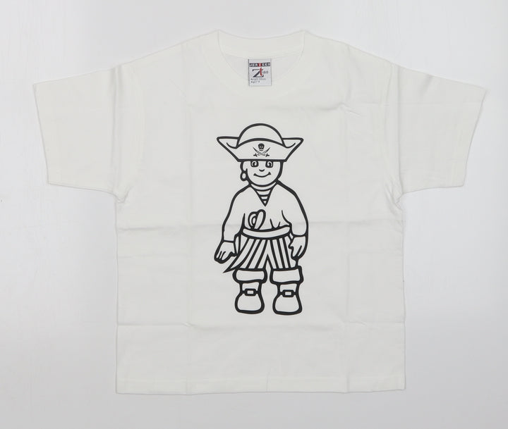 JERZEES Boys White   Basic T-Shirt Size 7-8 Years  - PIRATE