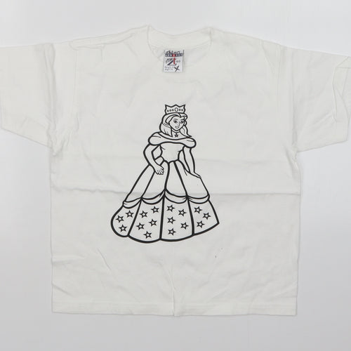 JERZEES Girls White   Basic T-Shirt Size 7-8 Years  - PRINCESS