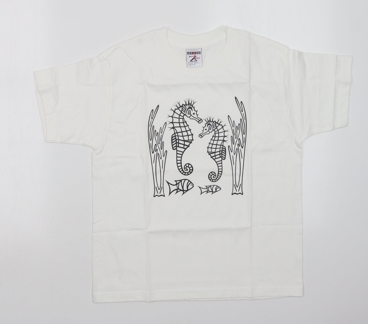 JERZEES Girls White   Basic T-Shirt Size 9-10 Years