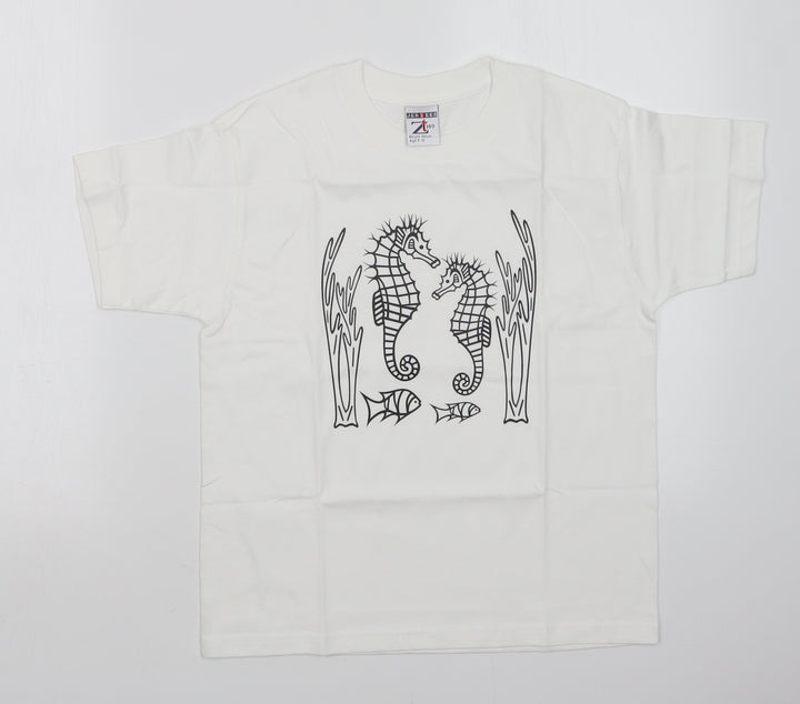 JERZEES Girls White Basic T-Shirt Size 9-10 Years