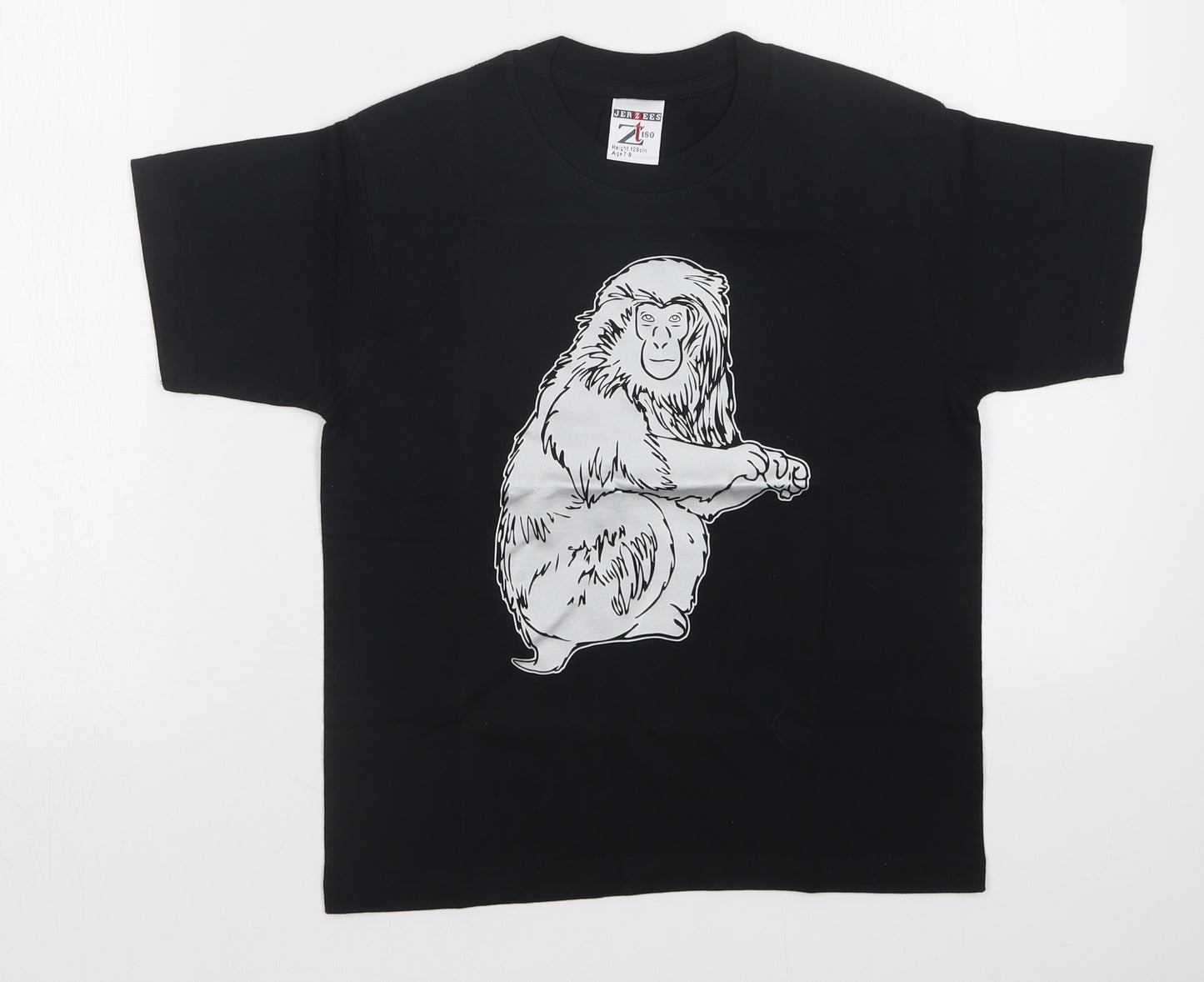 JERZEES Boys Black   Basic T-Shirt Size 7-8 Years