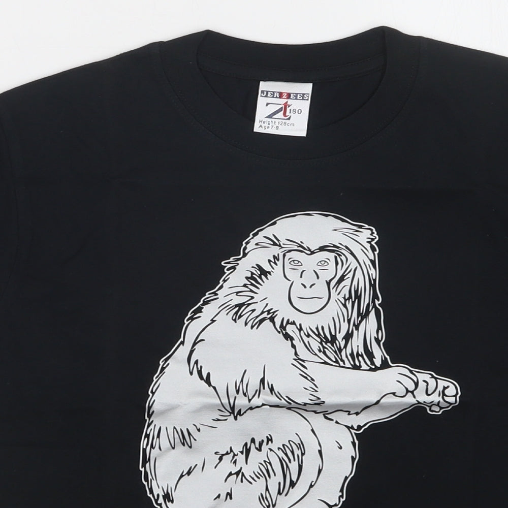 JERZEES Boys Black   Basic T-Shirt Size 7-8 Years