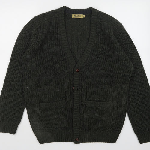 P.G. FIELD Mens Green   Cardigan Jumper Size L