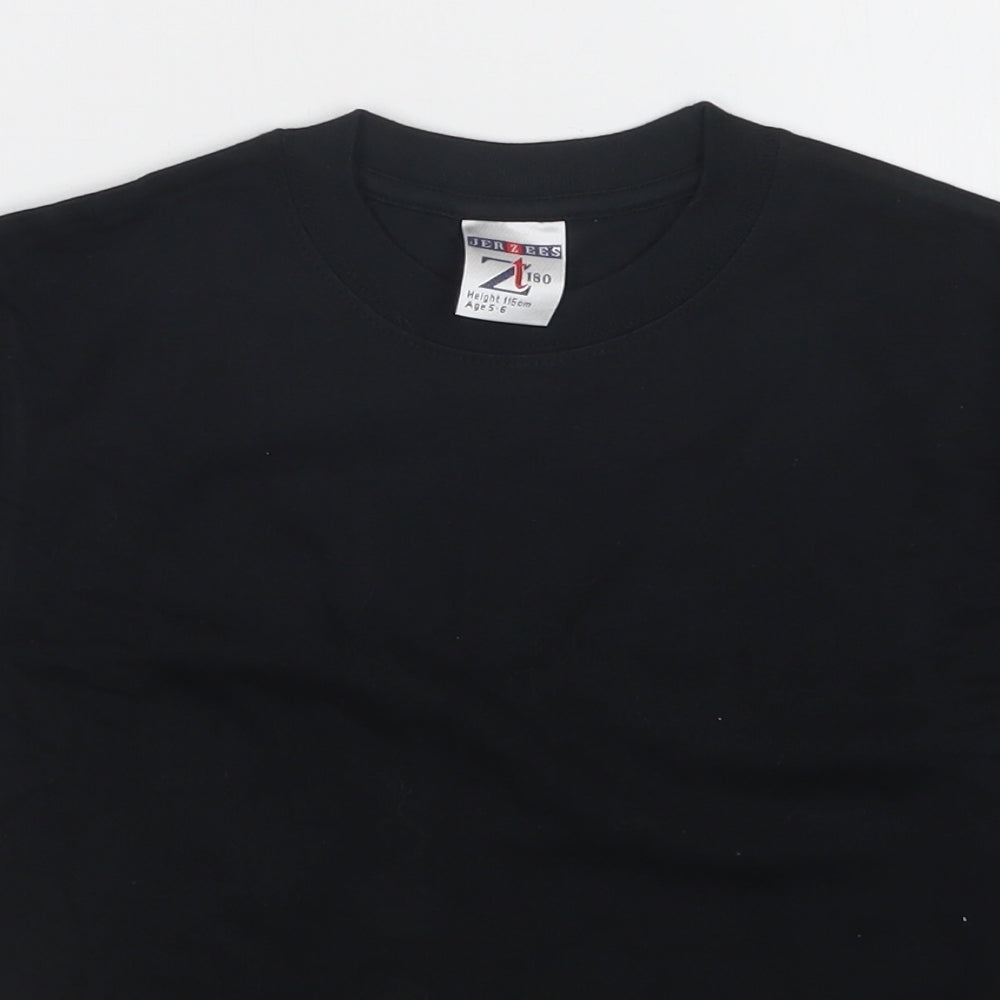 JERZEES Girls Black   Basic T-Shirt Size 5-6 Years