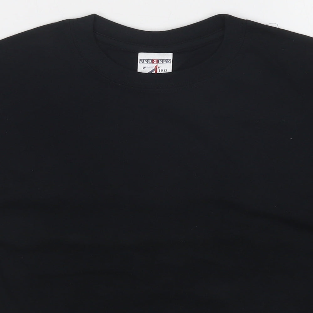 JERZEES Boys Black   Basic T-Shirt Size 9-10 Years
