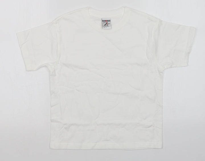 JERZEES Boys White   Basic T-Shirt Size 7-8 Years