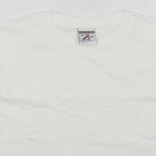 JERZEES Boys White   Basic T-Shirt Size 7-8 Years