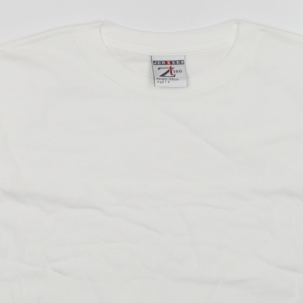 JERZEES Boys White   Basic T-Shirt Size 7-8 Years