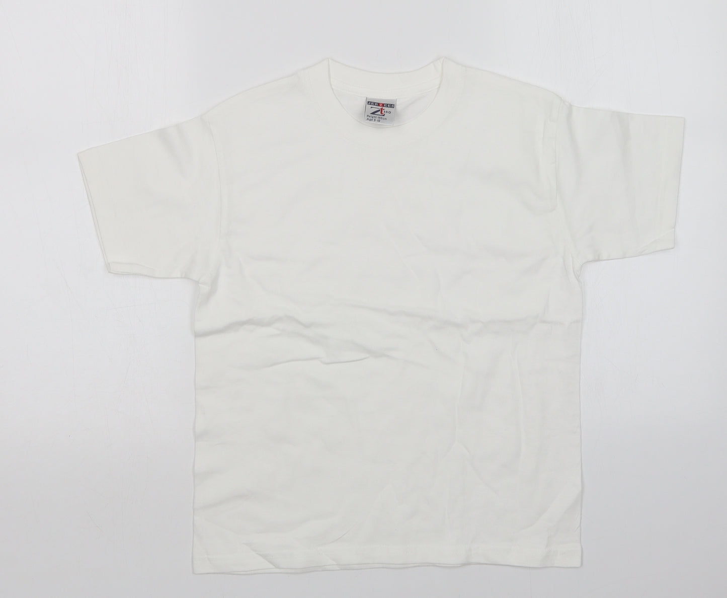 JERZEES Boys White   Basic T-Shirt Size 9-10 Years