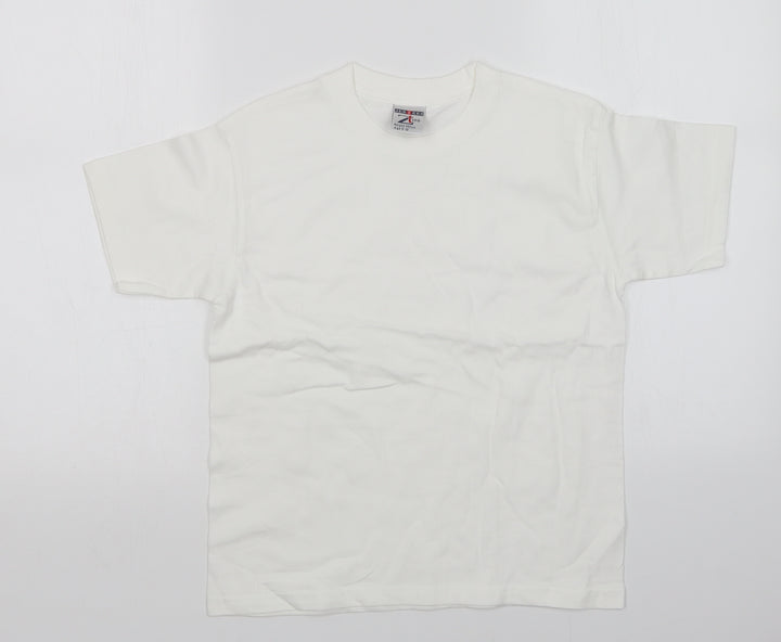 JERZEES Boys White Basic T-Shirt Size 9-10 Years