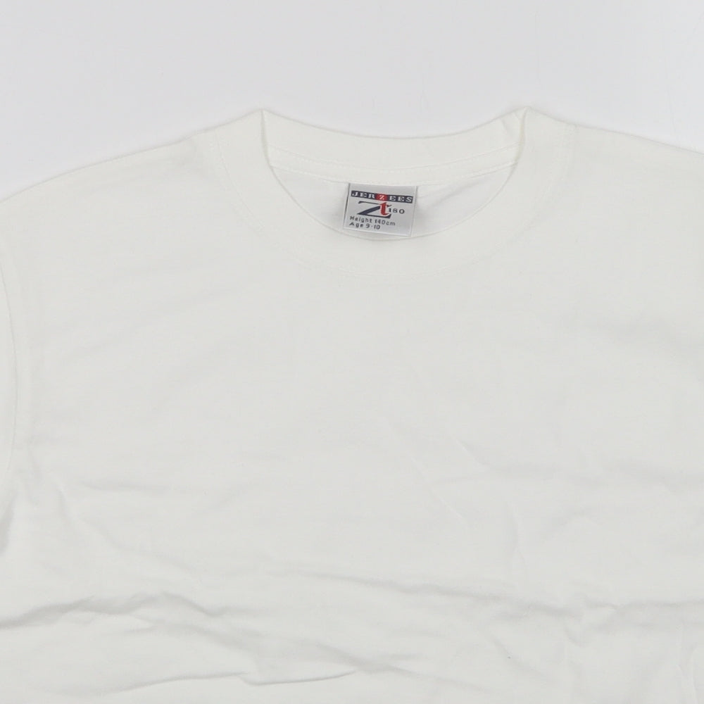 JERZEES Boys White   Basic T-Shirt Size 9-10 Years