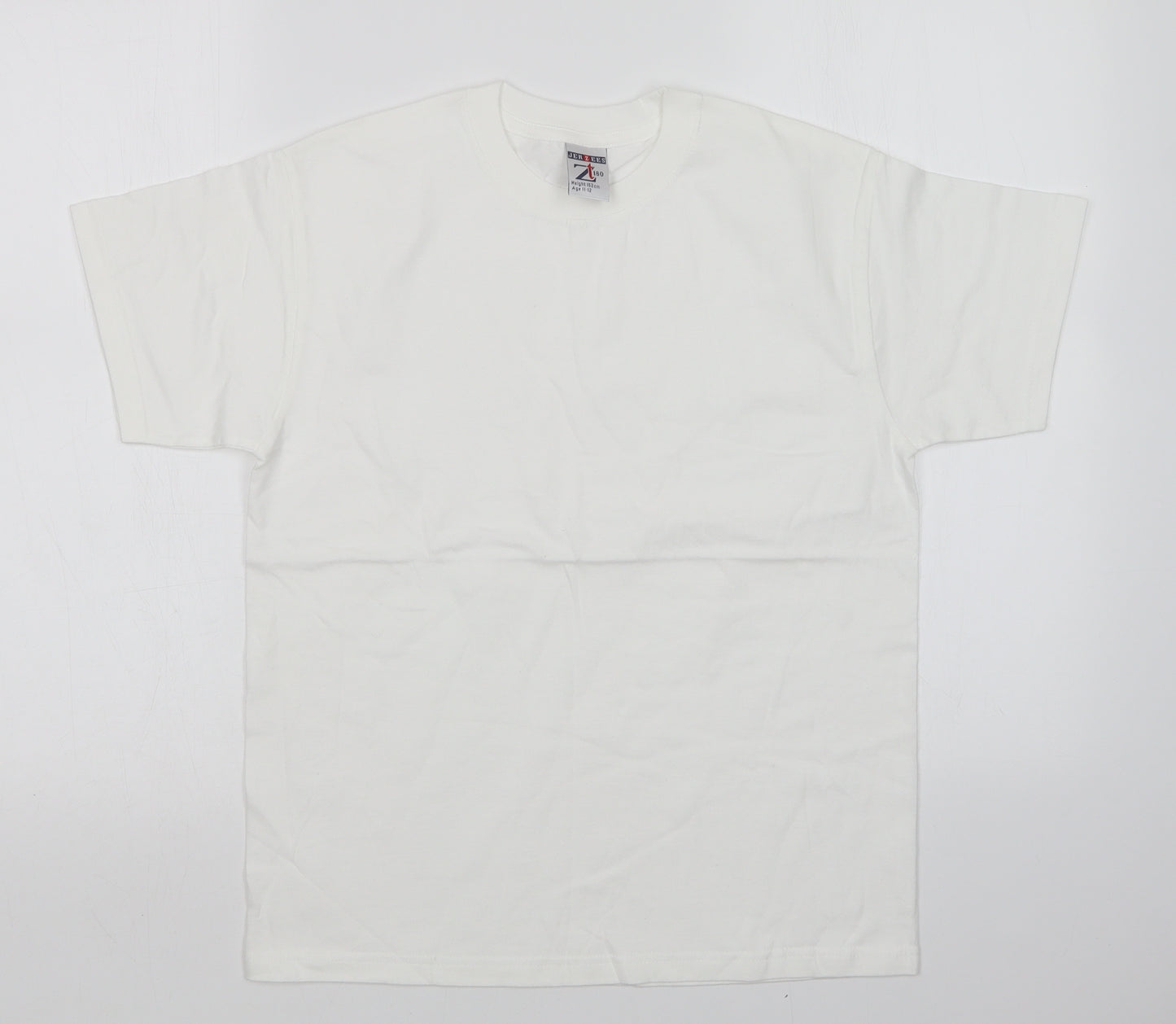 JERZEES Boys White   Basic T-Shirt Size 11-12 Years
