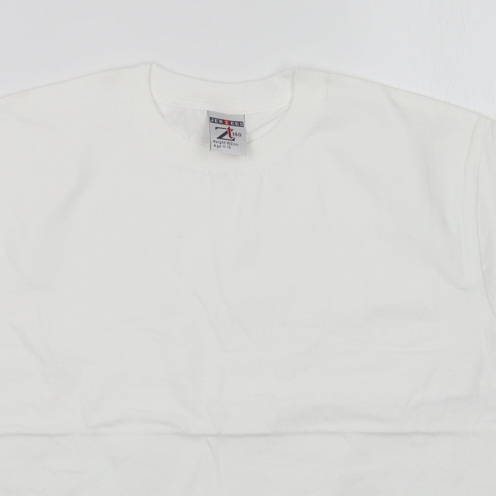 JERZEES Boys White   Basic T-Shirt Size 11-12 Years