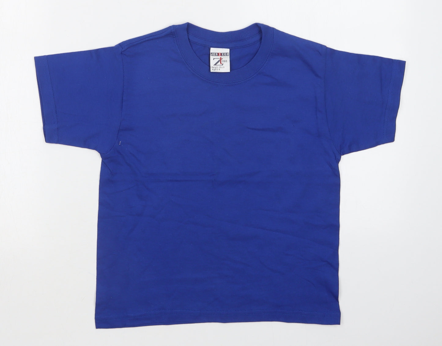 JERZEES Boys Blue   Basic T-Shirt Size 5-6 Years