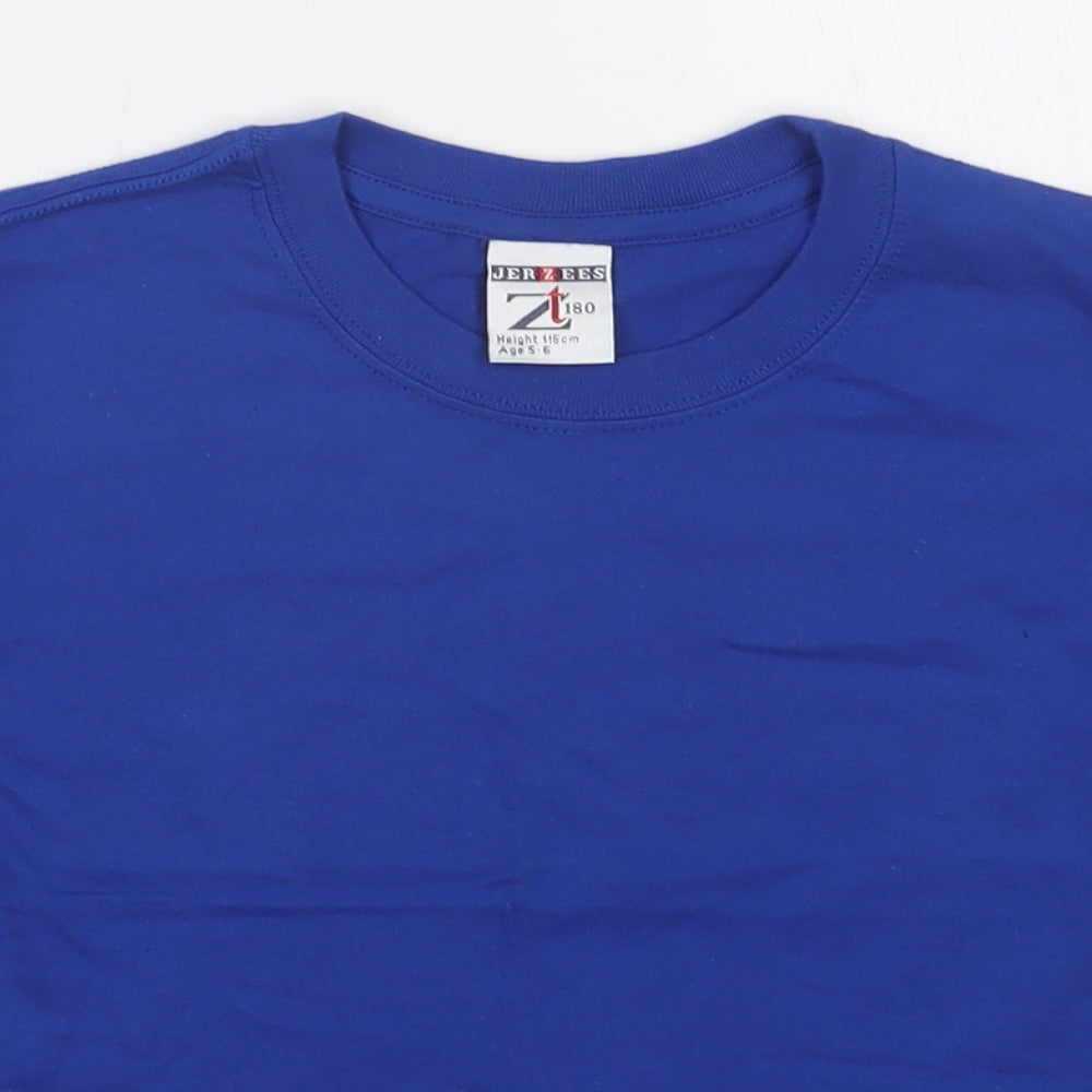 JERZEES Boys Blue   Basic T-Shirt Size 5-6 Years