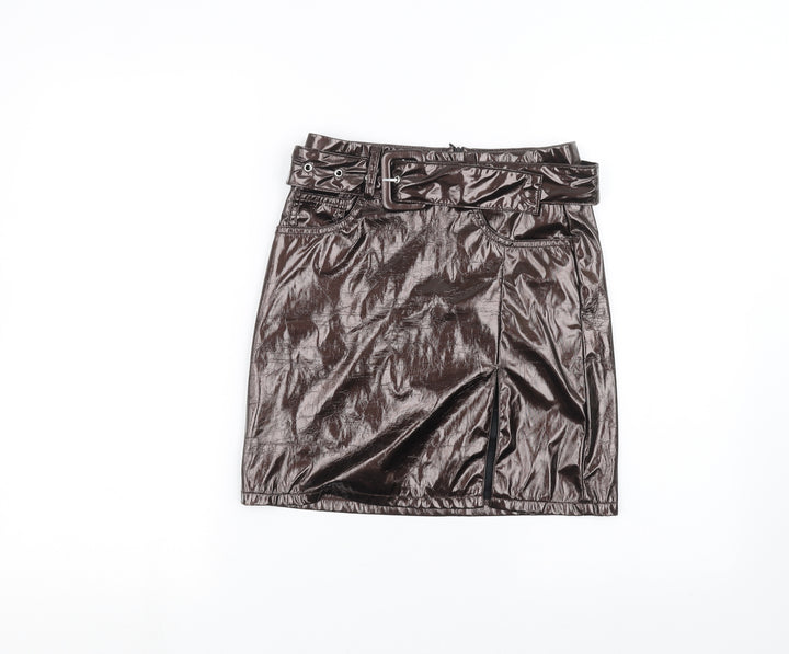PRETTYLITTLETHING Womens Brown Mini Skirt Size 4