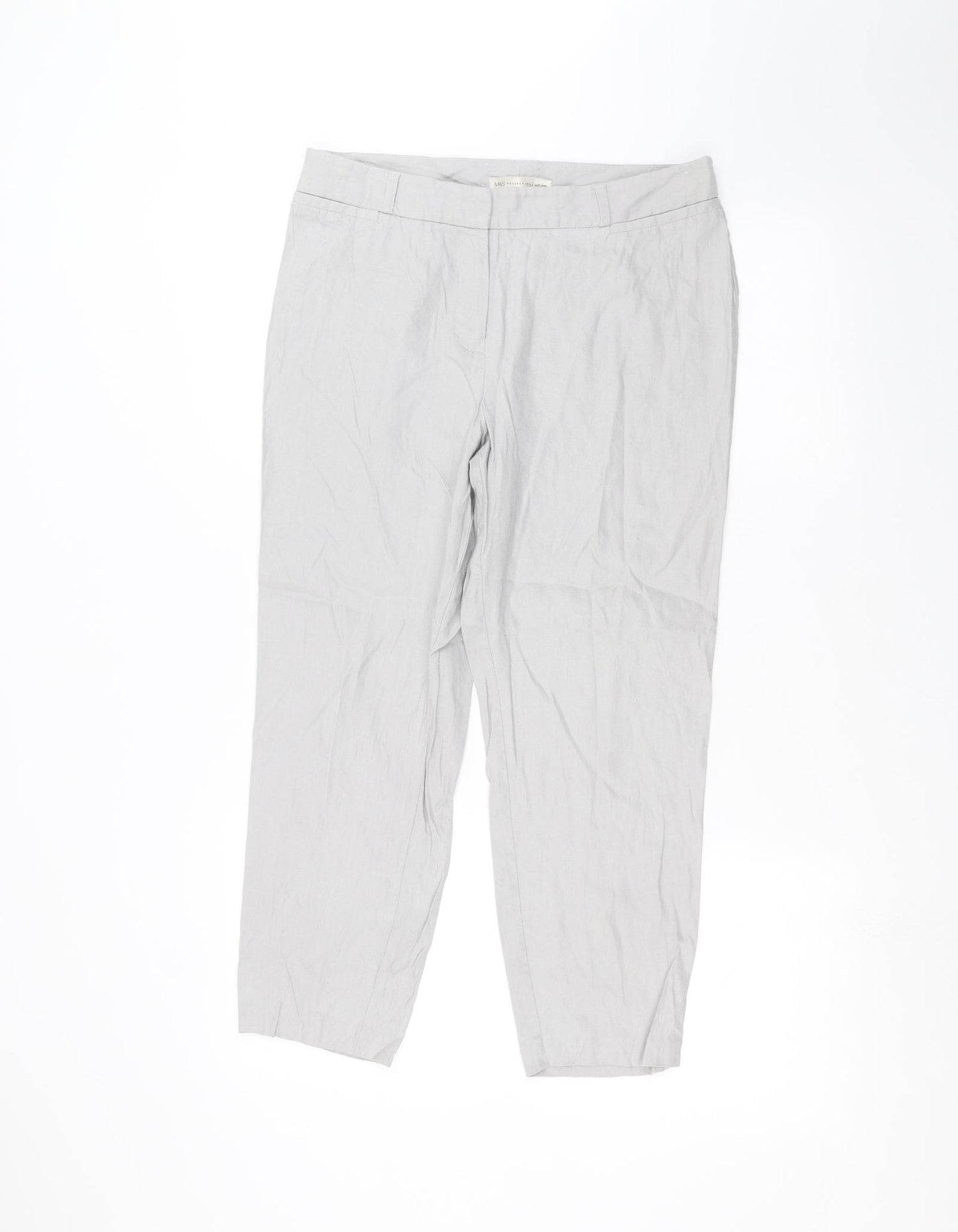 Marks and Spencer Womens Grey   Cropped Trousers Size 32 in L23 in