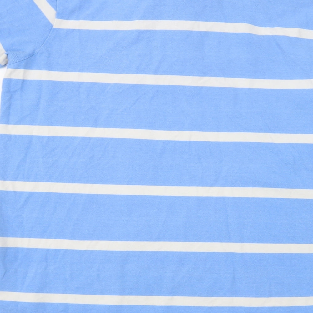 Crew Clothing Mens Blue Striped   Polo Size M