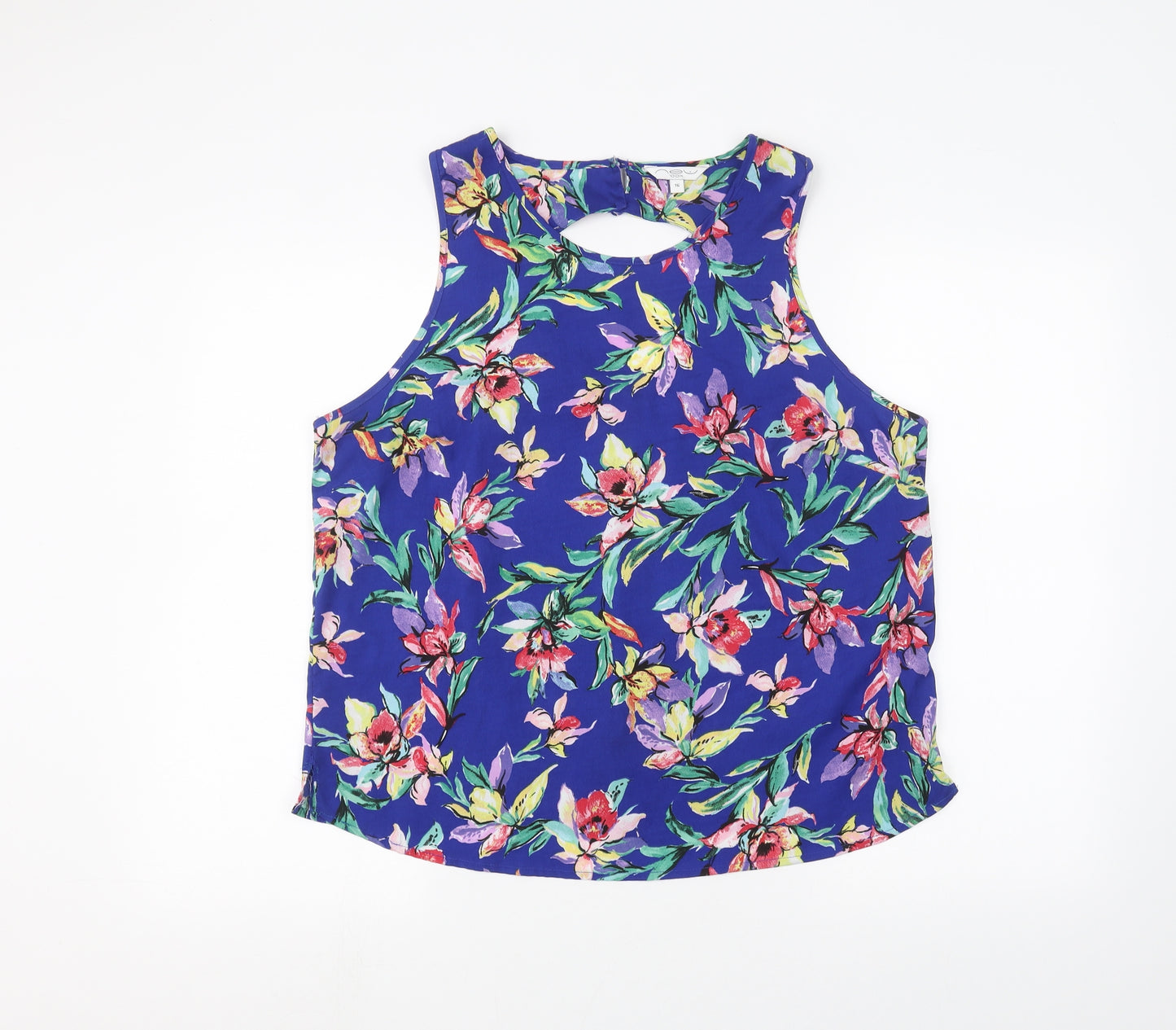 New Look Womens Blue Floral  Basic Blouse Size 16