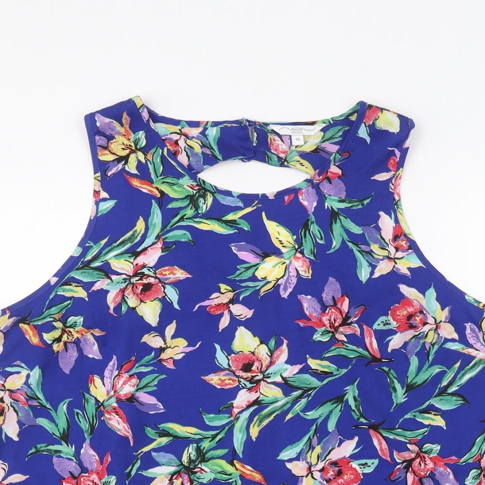 New Look Womens Blue Floral  Basic Blouse Size 16