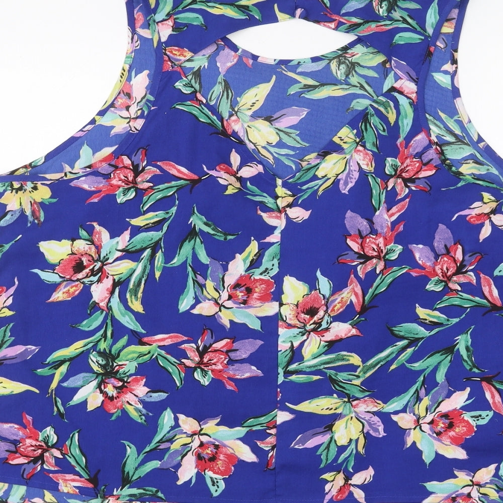 New Look Womens Blue Floral  Basic Blouse Size 16