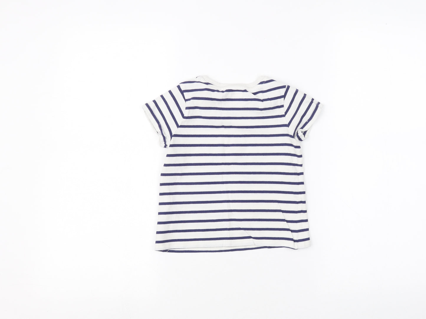 NEXT Girls White Striped  Basic T-Shirt Size 4 Years