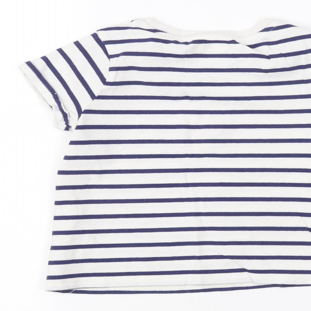 NEXT Girls White Striped  Basic T-Shirt Size 4 Years