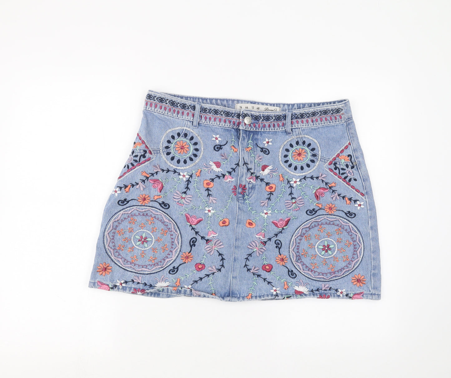 Denim & Co. Womens Blue  Denim A-Line Skirt Size 16