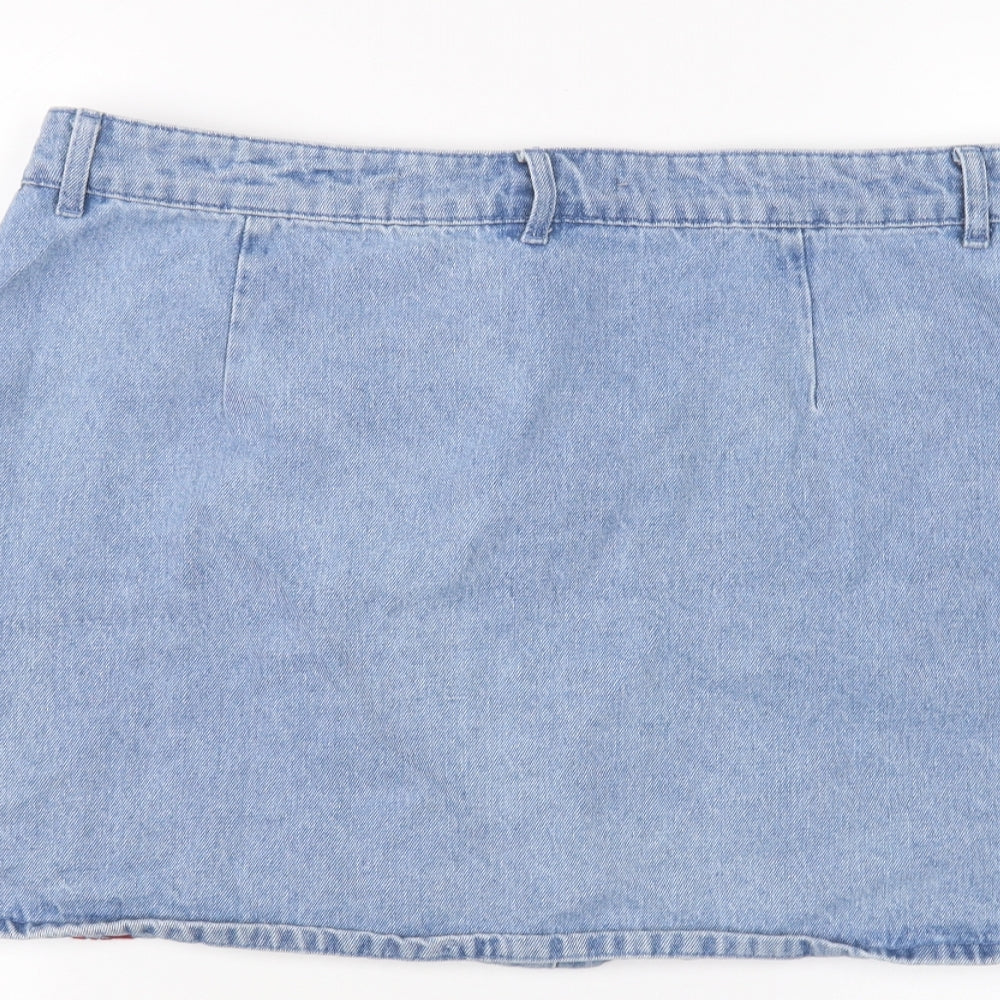 Denim & Co. Womens Blue  Denim A-Line Skirt Size 16
