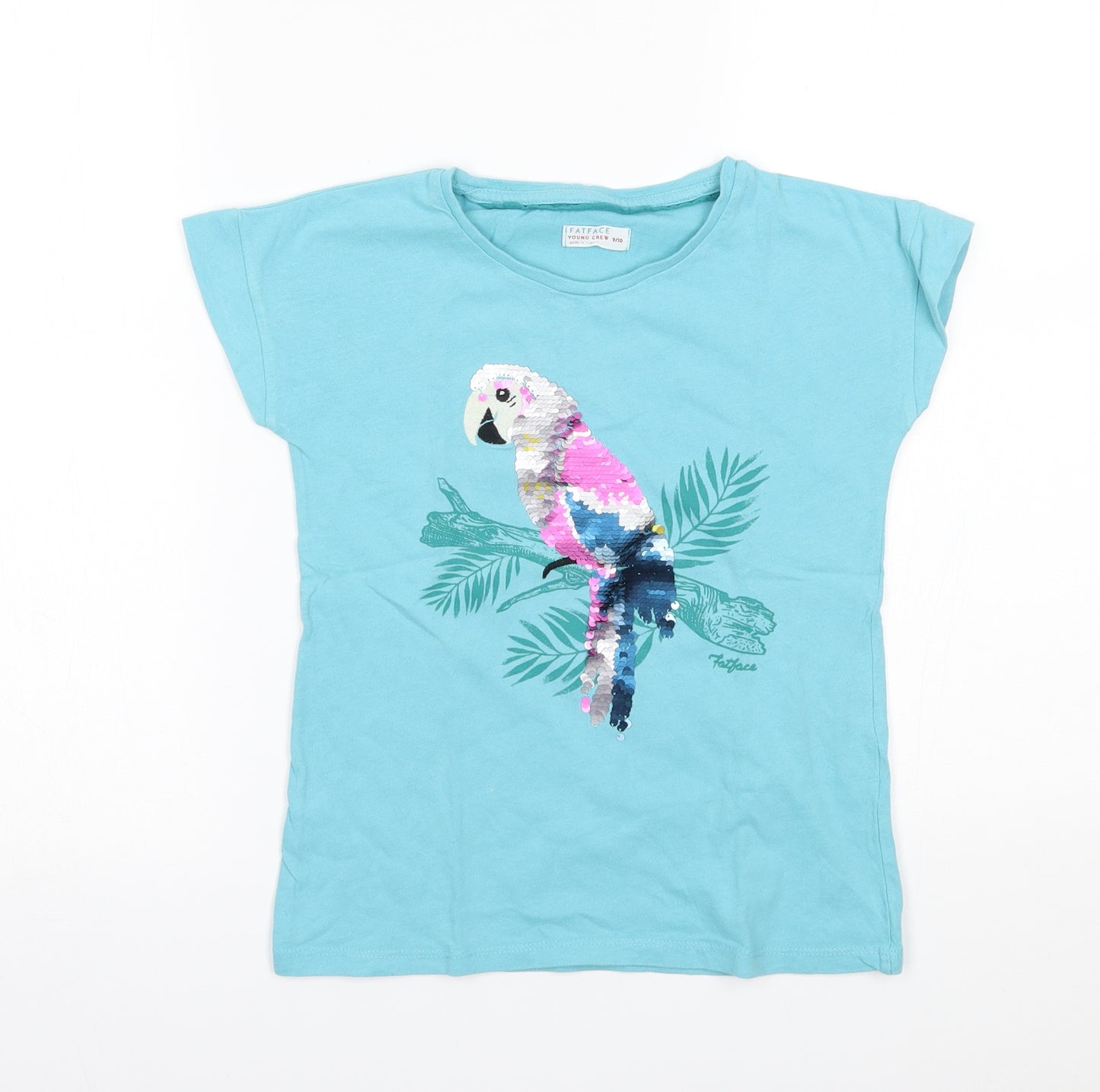 fatface Girls Blue   Basic T-Shirt Size 9-10 Years  - reversible sequins
