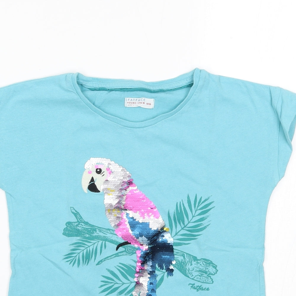 fatface Girls Blue   Basic T-Shirt Size 9-10 Years  - reversible sequins