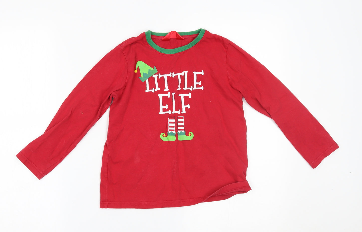 Made By Elves Boys Red   Basic T-Shirt Size 7-8 Years  - little elf