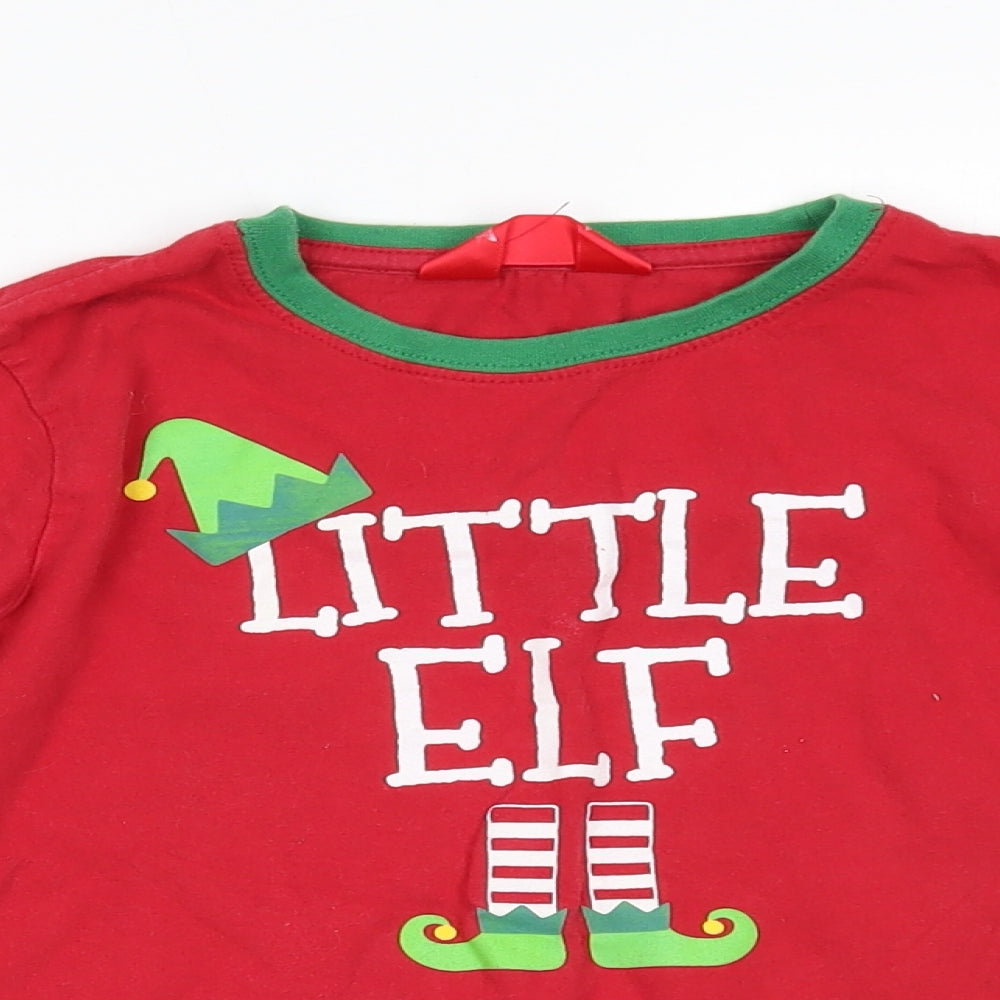 Made By Elves Boys Red   Basic T-Shirt Size 7-8 Years  - little elf