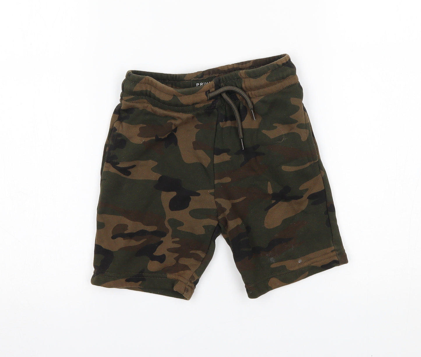 Primark Boys Green Camouflage  Sweat Shorts Size 3-4 Years