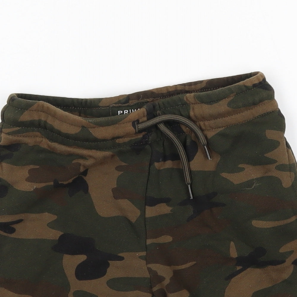Primark Boys Green Camouflage  Sweat Shorts Size 3-4 Years