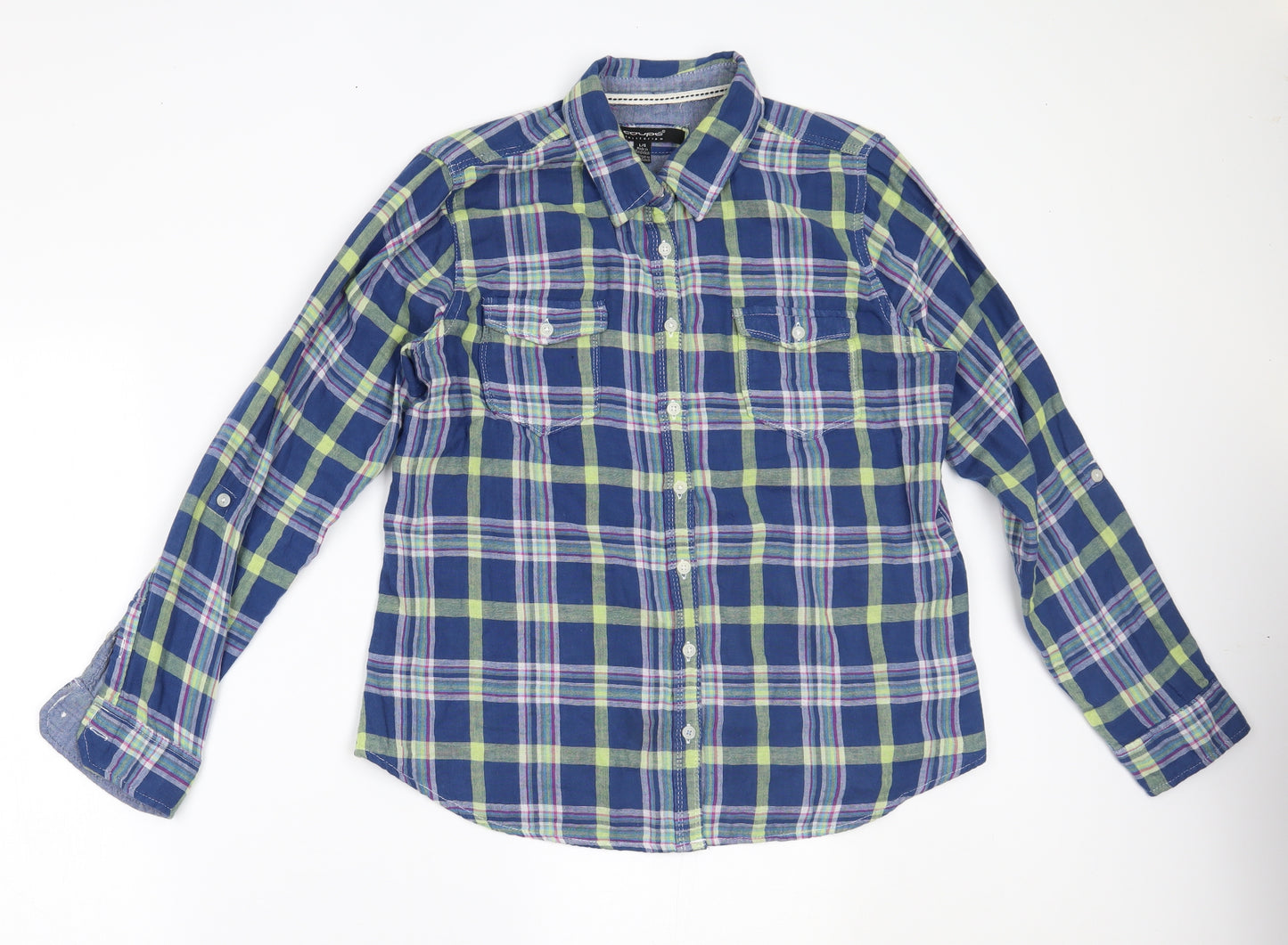 coupe collections Womens Multicoloured Plaid  Basic Button-Up Size L