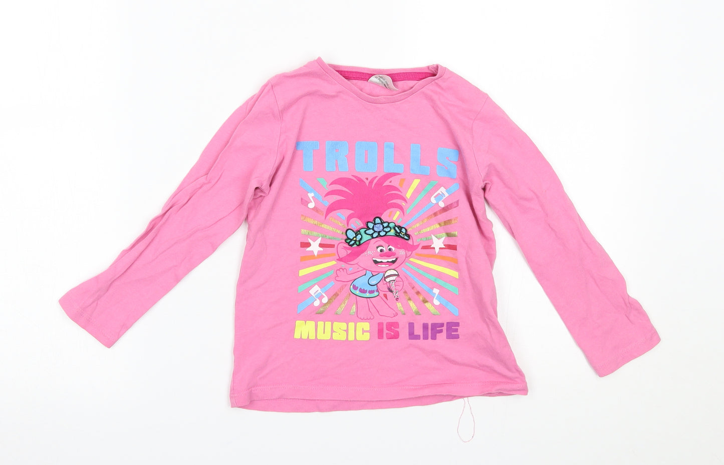 TU Girls Pink   Basic T-Shirt Size 4-5 Years  - Trolls World Tour