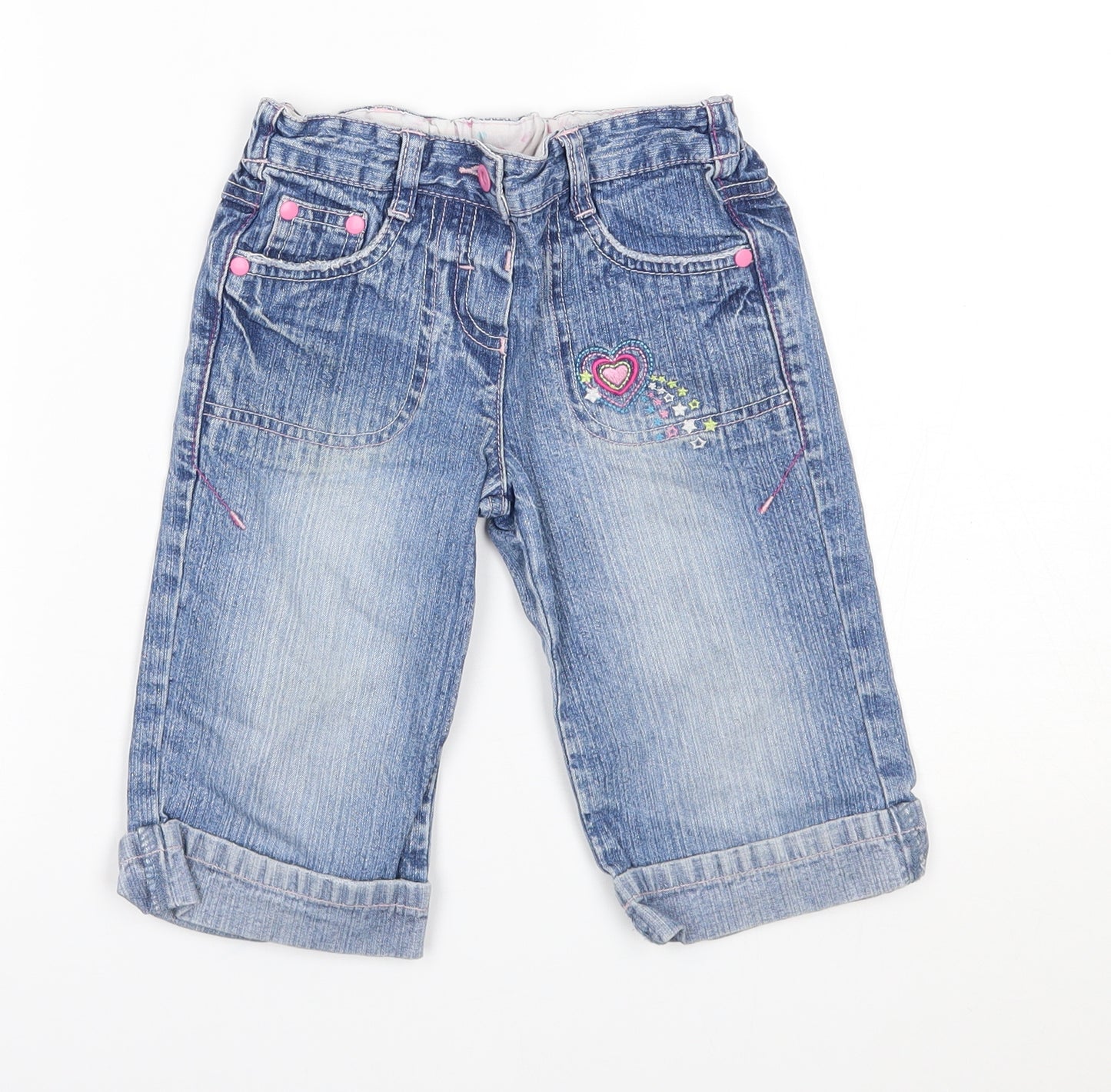 George Girls Blue   Cropped Jeans Size 3-4 Years - heart
