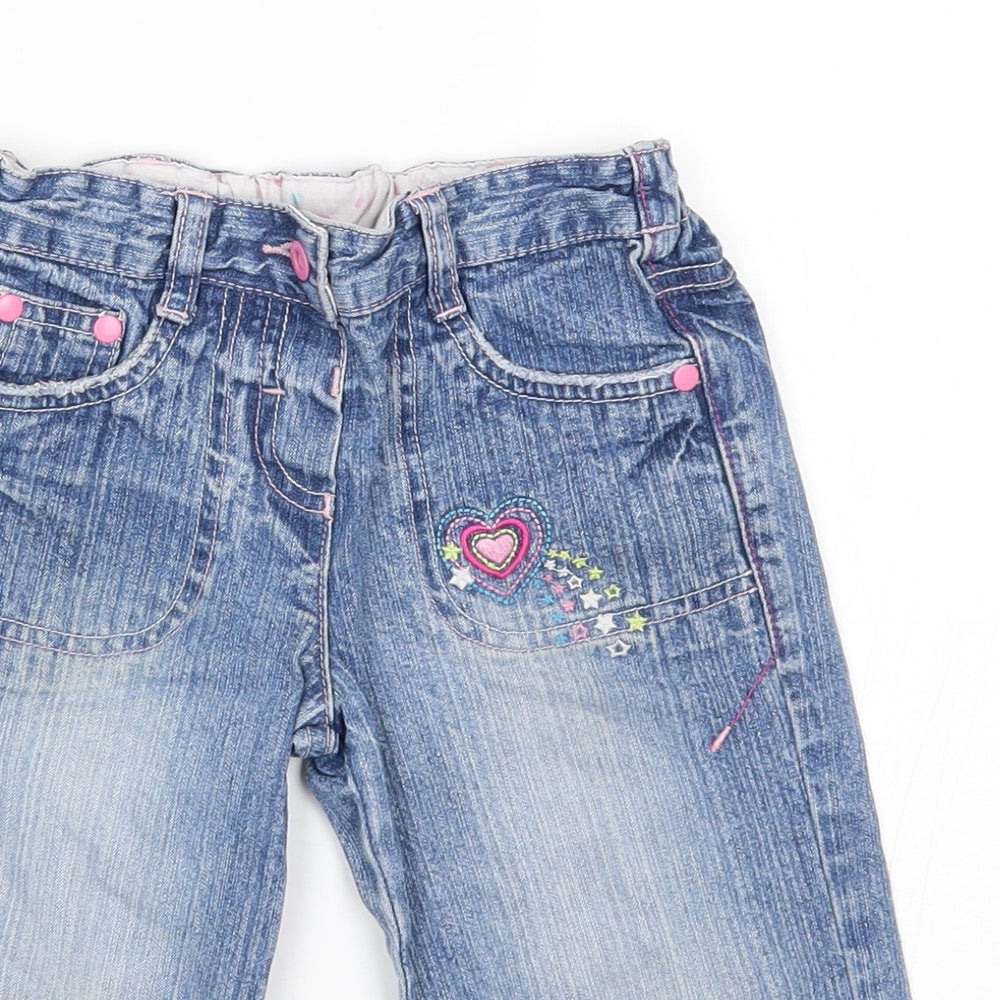 George Girls Blue   Cropped Jeans Size 3-4 Years - heart