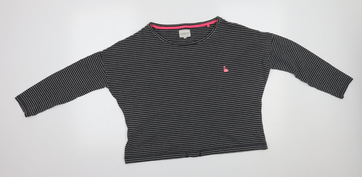escape reality Womens Grey Striped  Basic T-Shirt Size M